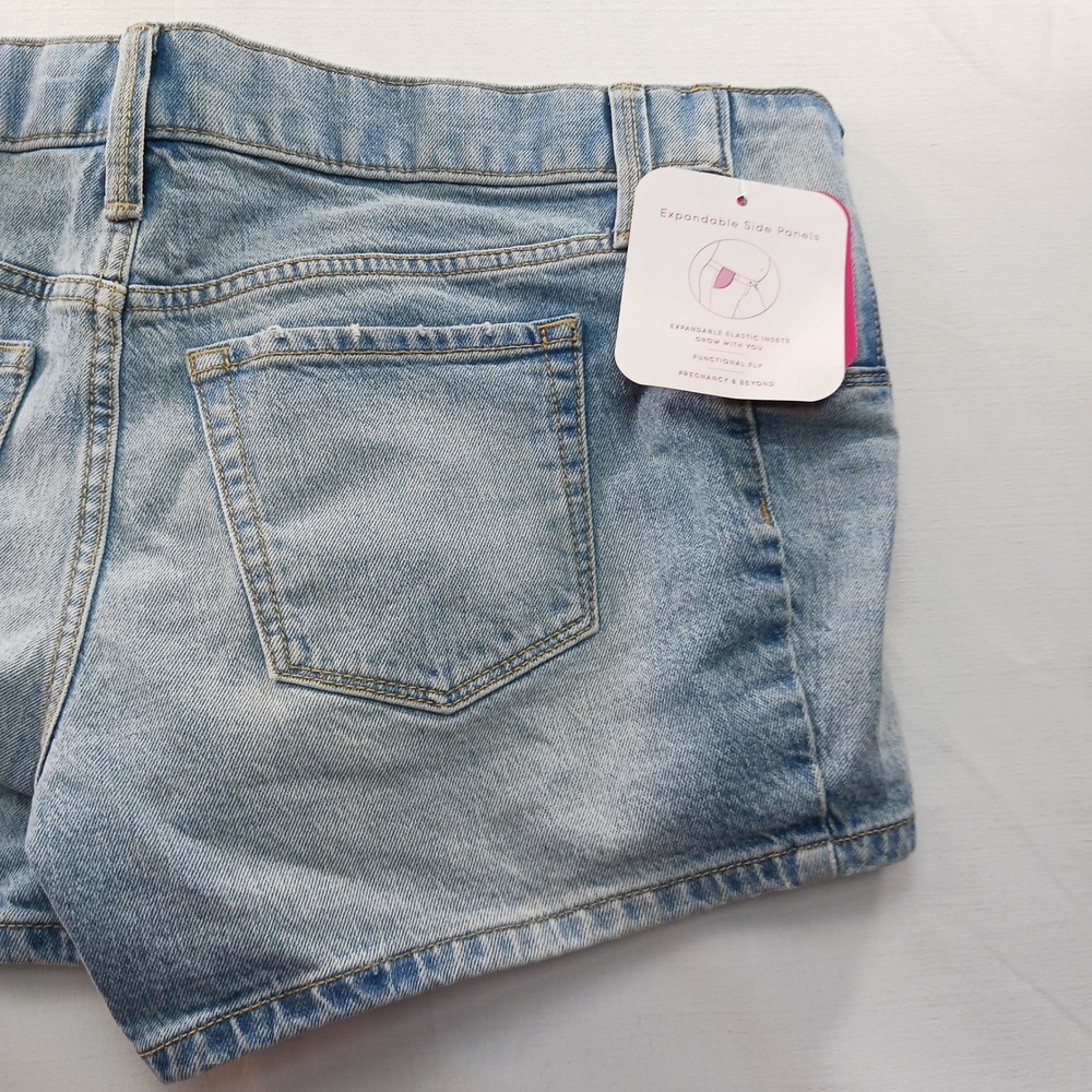 Isabel Maternity by Ingrid & Isabel Light Wash Midi Denim Shorts Size 2 NWT - Picture 12 of 15